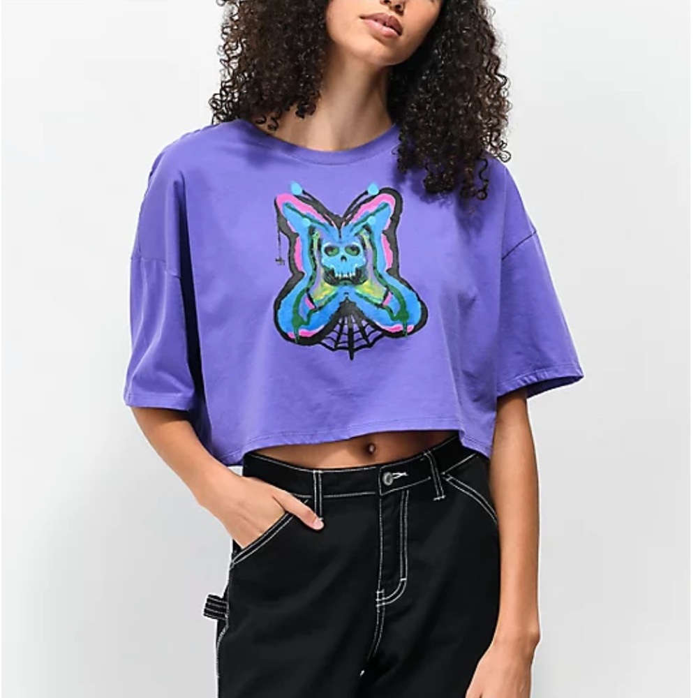 Zumiez Purple Graphic Crop T-Shirt